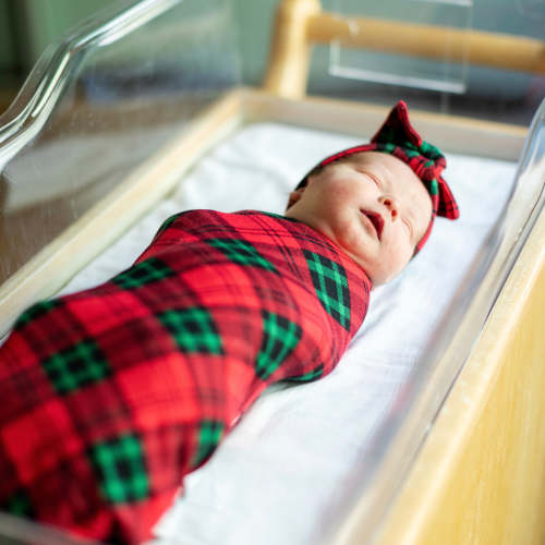 Christmas Plaid Swaddle Blanket and Headband Set