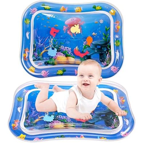 Baby Water Tummy Time Mat for 3-12 Months,Inflatable Tummy Time Sensory Water Play Mat for Babies 3 6 9 12 Months Boys and Girls Infants and Newborn-26 x20“