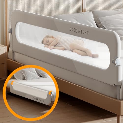 strenkitech Foldable Toddler Bed Rails - Kids Guard Bumper for Crib Safe Bed Side Rail for Twin Queen King Full Size Beds (59inch)