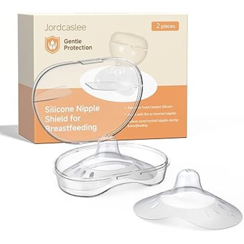Nipple Shields for Breastfeeding Newborn, Contact Nipple Guards for Breast Feeding with Flat, Inverted Nipples or Difficulty Sucking, Food-Grade Silicone, Ultra-Thin & Super Soft,1 Pair,24mm