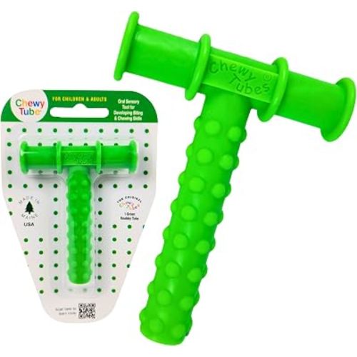 Proposed: Chewy Tubes – Original Oral Motor Chewing Tool with Knobby Bitable Stem for Sensory Stimulation [Green, 9/16" Diameter] | Made in USA | Non-Toxic, FDA-Compliant | Invented by Pediatric SLP
