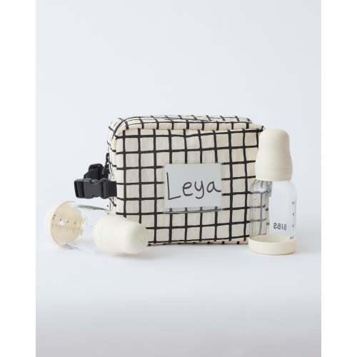 Baby Bottle Cooler Bag For Breast Milk Storage Fits Inside Diaper Bag | Black Grid - Storq by Kindred Bravely