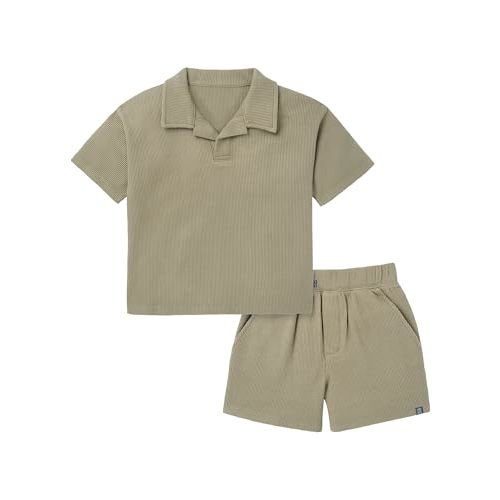 Modern Moments by Gerber Baby Boys' 2-piece Johny Collar Shirt & Short Set