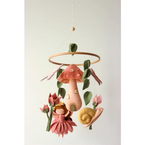 Fairy baby mobile, mushroom mobile, fairy garden mobile, butterfly mobile