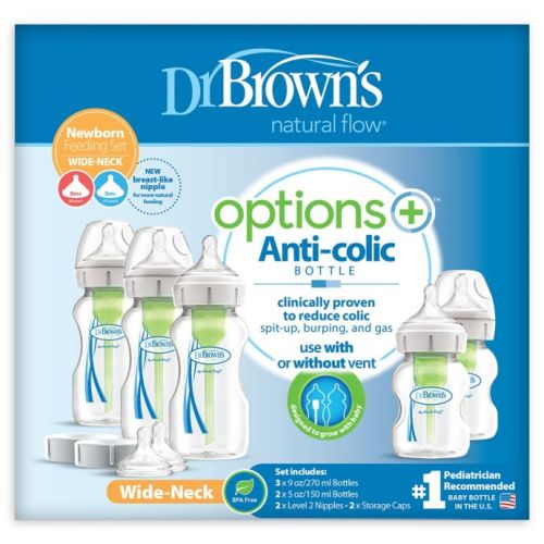 Dr. Brown's® Options+™ Newborn Wide-Neck Baby Bottle Set in Clear