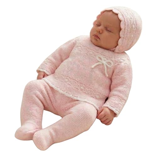 3-Piece Baby Knit Outfit Set Long Sleeve Sweater Pants Hat Newborn Boys and Girls Coming Home - Made in Spain