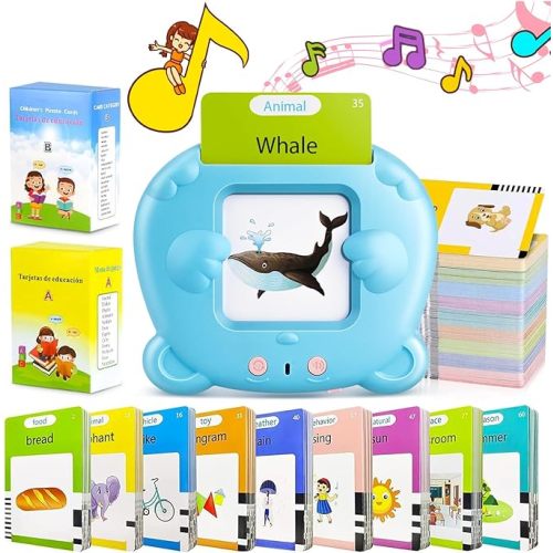 Spanish & English Talking Flash Cards for Toddler, 510 Sight Words Learning Toys, ABC & Numbers Educational Montessori Toys, Speech Therapy Toys, Children's Sensory Preschool Learning Birthday Gifts