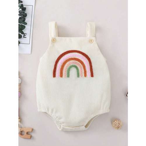 Newborn Baby Rainbow Embroidered Romper, Casual Cute Infant Crawling Suit, Best Gift For Little Ones | SHEIN USA