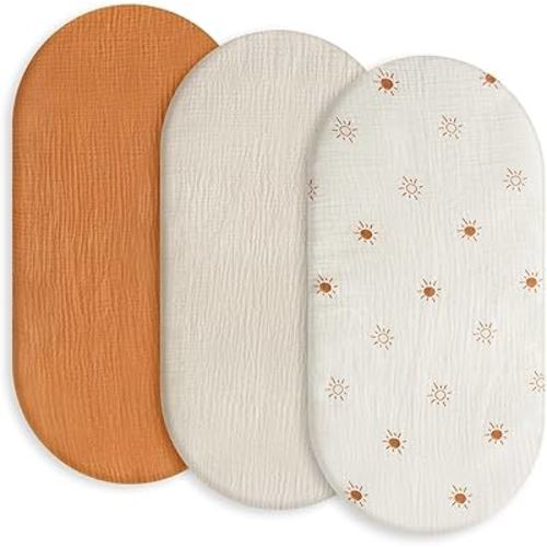 Gllquen Baby Muslin Bassinet Sheets 3 Pack, Breathable Elastic Cozy Fitted Cotton Bassinet Mattress Sheet for Baby Boy Girls, Fit for Hourglass Oval Rectangular Cradle Pad Sheets 33"x17" (Sunshine) : Amazon.ca: Baby