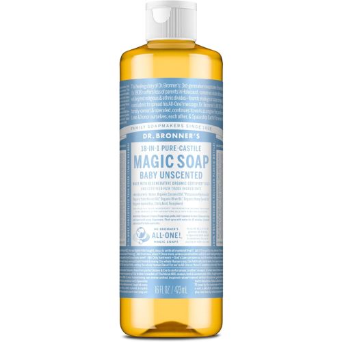 Dr. Bronner's Baby Unscented Pure-Castile Liquid Soap, No Fragrance, 16 oz