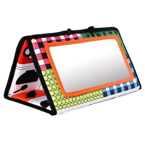 Mesase Tummy Time Floor Mirror - Double-Sided High Contrast Baby Activity Toy for Newborns, Toddlers, Boys & Girls - Developmental Mirror for Visual Stimulation