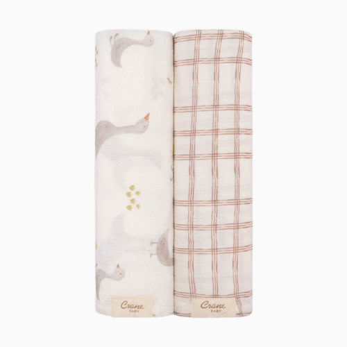 Cotton Muslin Swaddles (2 Pack) - Charlie Goose/Check