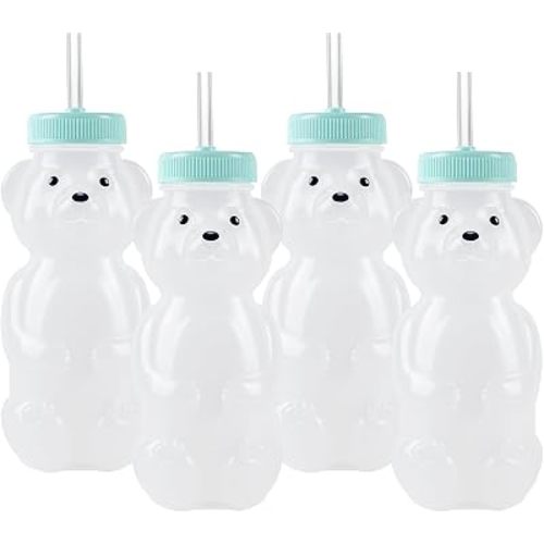 Honey Bear Straw Cups for Babies 4 pack, Leak-Proof & Food-Grade & BPA Free