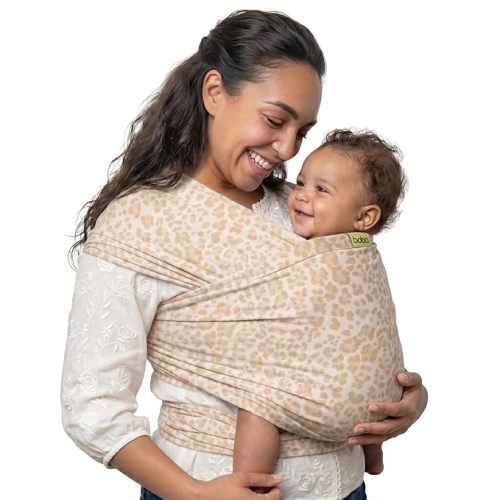 Boba Baby Wrap Carrier – Original Baby Sling Carrier for Newborns (7–35 lbs), Soft, Secure, Hands-Free & Ergonomic, Ideal for Comfortable Bonding, New Parents (Sand Leopard)