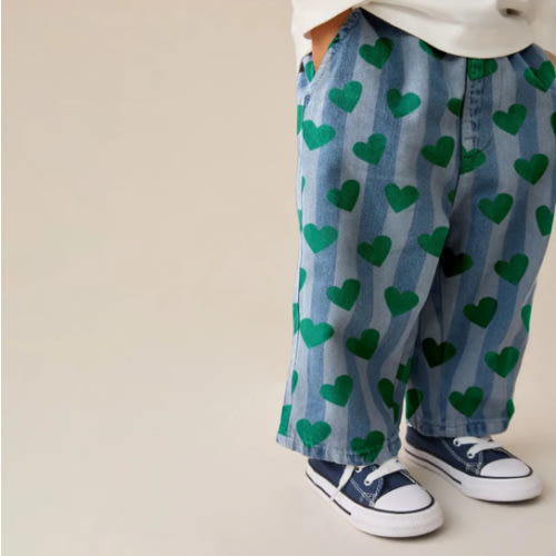 Baby & Kids Green Heart Stripe Jeans
