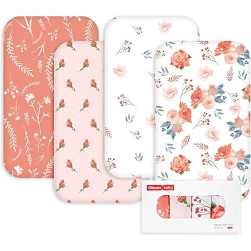 Gllquen Baby Bedside Sleeper Bassinet Sheets 33x20 Inch 4 Pack Girl Boy