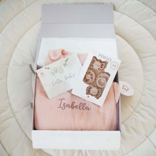 JBØRN Organic Cotton Muslin Sleep Bag & First Pacifiers Gift Set