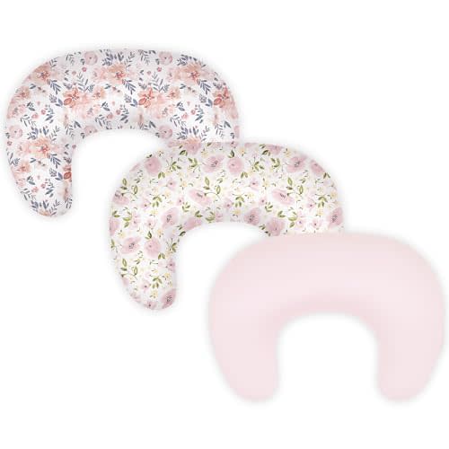TotAha Nursing Pillow Covers Compatible with Updated Boppy Nursing Pillow | 3Pack Soft Stretch Breastfeeding Pillow Covers with Dual Zipper, Washable Replacement Slipcovers, Pillow Not Included, Floral