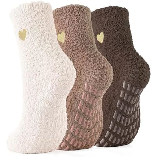 Slipper Socks for Women Men Grip Hospital Socks with Grips Fuzzy Non Slip Warm Womens Gifts
