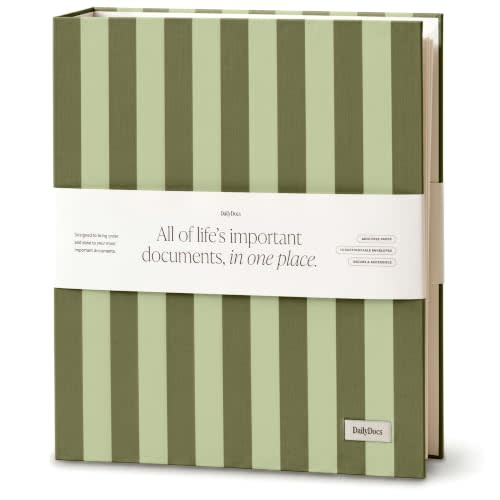 Document Organizer Binder for Important Papers & Passports, Olive