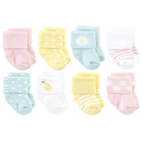 Hudson Baby Basics Infant Baby Cozy Terry Socks 8-Pack, Zesty Bloom, 6-12 Months