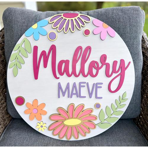 Custom Name Sign, Nursery Name Sign, Boho Nursery Sign, Floral Nursery Sign, Girls Room Decor, Baby Shower, Wood Baby Sign, Baby Name Sign,