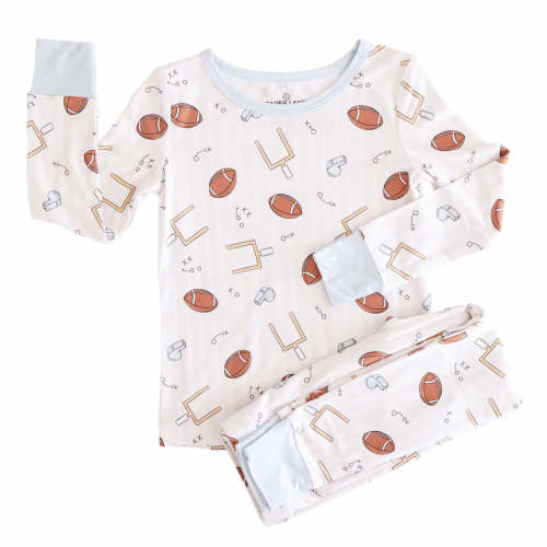 Tiny Touchdowns Two Piece Pajama Set | Neutral