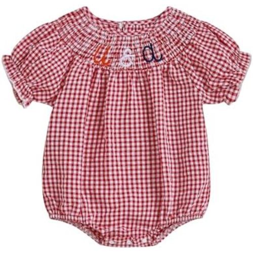 FIOMVA Toddler Baby Girl Clothes Summer Smocked Bubble Romper Embroidery Onesie Short Sleeve Bodysuit Cute Outfits