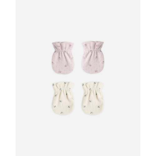 No Scratch Mittens, Set Of 2 || Blue Ditsy, Lilac Ditsy – Quincy Mae