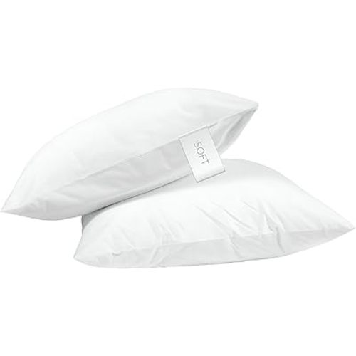 Digital Decor 100% Cotton Luxury Hotel Pillows Standard Size Set of 2, Cooling Down Alternative Bed Pillows for Sleeping, Hypoallergenic Soft Pillows for Side & Back Sleepers, Made in USA, 26" x 20"