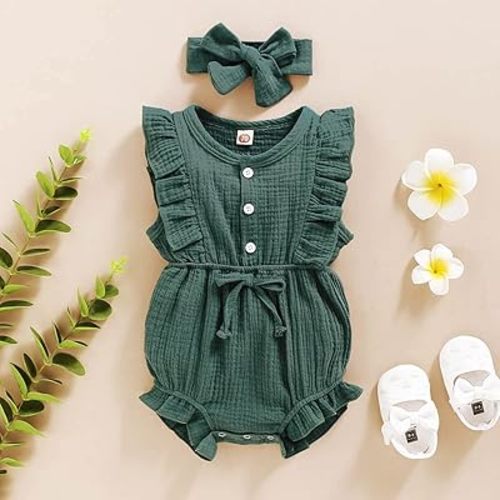 Amazon.com: Renotemy Toddler Baby Girl Romper Summer Solid Jumpsuits Short Sleeve Romper Baby Clothes Girl 6-12 Months: Clothing, Shoes & Jewelry