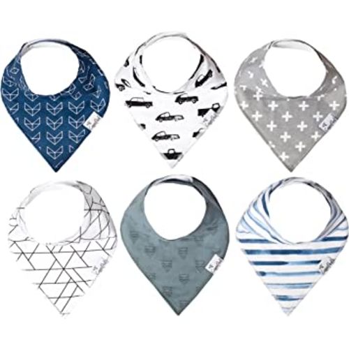 Copper Pearl 6 Pack Soft Cotton Baby Bibs for Drooling and Teething, Absorbent Drool Bibs for Baby Boy, Adjustable to Fit Newborns to Toddlers, Tons of Styles (Rider Set)