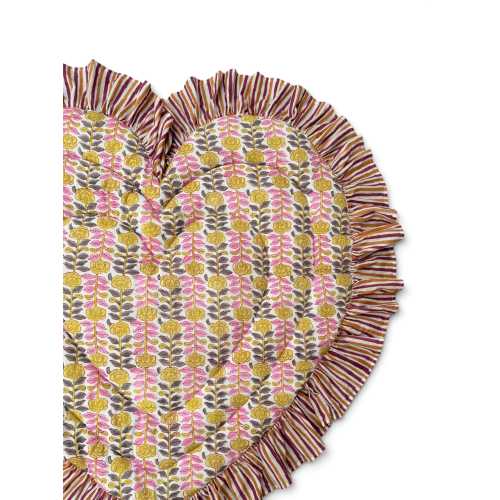 Heart Shaped Baby Play Mat, Floral Ruffle, Girly Pink, Padded Cotton
