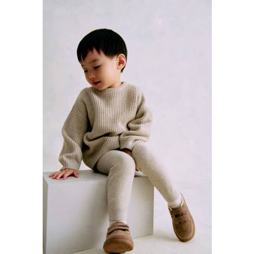 2-PIECE COTTON KNIT SET - in Light beige 18M