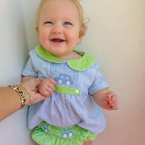 Blue & Green Smocked Cars Diaper Set – Little Bear Smocks