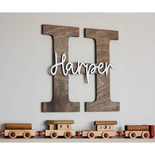 Custom Initials Sign, Wooden Wall Name Sign for Wall, Letter Capitalized Name Sign, Door Sign, Modern Name Sign