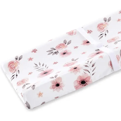 Tyke Bliss Pink Changing Pad Cover for Girls – Stretchy Floral Changing Pad Covers Made with 100% Combed Cotton Jersey Knit, Super Soft, Diaper Changing Pad Cover for Baby Change Table Pads