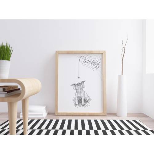 Charlotte’s Web art sketch Wilbur the pig pencil drawing Children’s book art