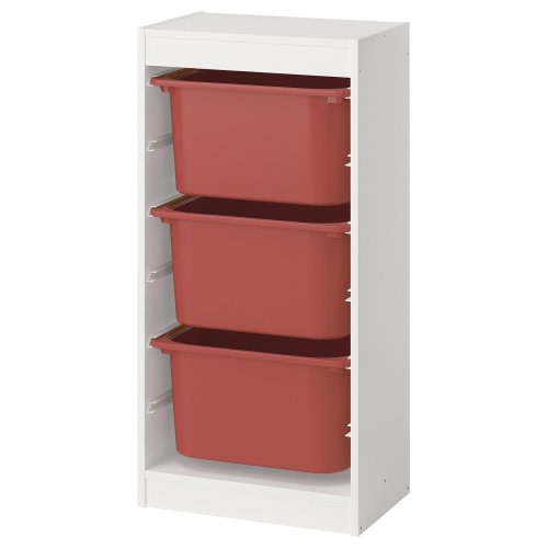 TROFAST Storage combination with boxes - white/red 18 1/8x11 3/4x37 "