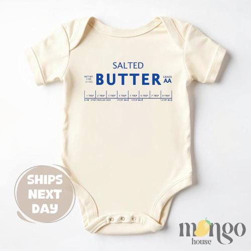 Salted Butter Baby Onesies® Brand Baby Butter Bodysuit, Funny Baby Shirt, Baby Shower Gift, Pastry Chef Gift Butter Lover New Born Baby gift