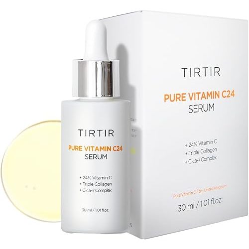 TIRTIR Pure Vitamin C 24% Face Serum – Dark Spot Remover for Sensitive Skin with Collagen Anti Aging Even out Skin Tone Non irritation tested, Wrkinkles, Korean Mild Vita C Facial Serum 1.01 Fl Oz