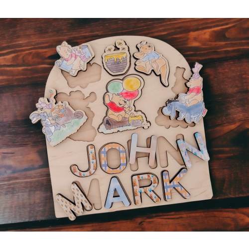 Winnie the Pooh name puzzle/ Pooh party/ Wooden Name puzzle