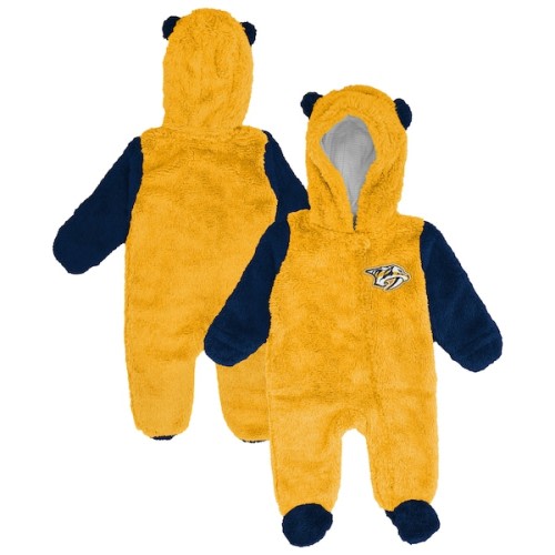 Nashville Predators Outerstuff Infant & Newborn Stay Napping Fleece Bunting Full-Zip Hooded Sleeper - Gold