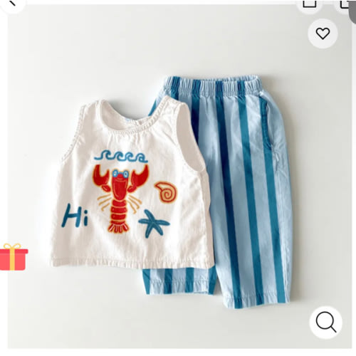 HI Baby 2 Piece Lobster Stripe Pants Sets