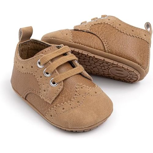 HsdsBebe Baby Boys Girls Oxford Shoes PU Leather Soft Rubber Sole Sneakers Anti-Slip Toddler Ankle Boots Infant Walking Shoes Moccasins
