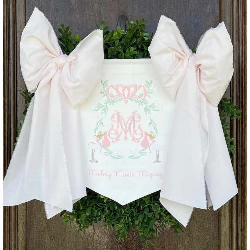Baby Girl Banner with Stork Frame