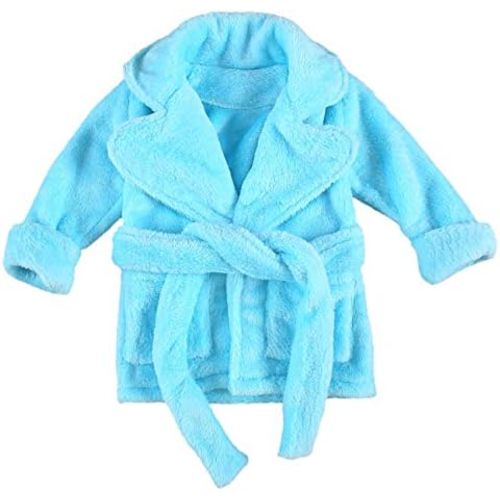 Qiylii Unisex Baby Plush Bathrobe Plain Kimono Gown Newborn Toddler Girls Boys Towel Robe Nightwear Clothes