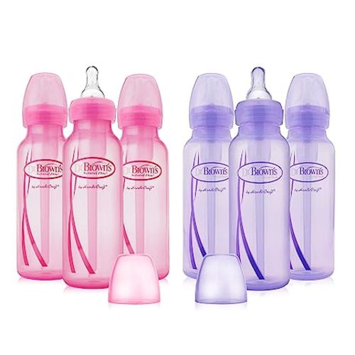 Dr. Brown's Girls' Bottles - 3 (8 oz.) Lavender, 3 (8 oz.) Pink (6 Pack)