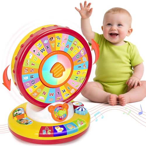 Learning Toy for 1 2 3 Year Old Boys Girls, Spin and Sing Alphabet Musical Toys with Light and Animal Sounds, Interactive Games for Toddlers 12-18 Months, Christmas Birthday Gifts for Baby Ages 1-3