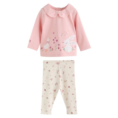Kids' Bunny Embroidered Top & Leggings Set